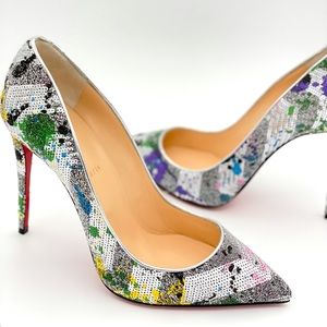 NEW Louboutin Pigalle Follies Sequin Paillette Splash